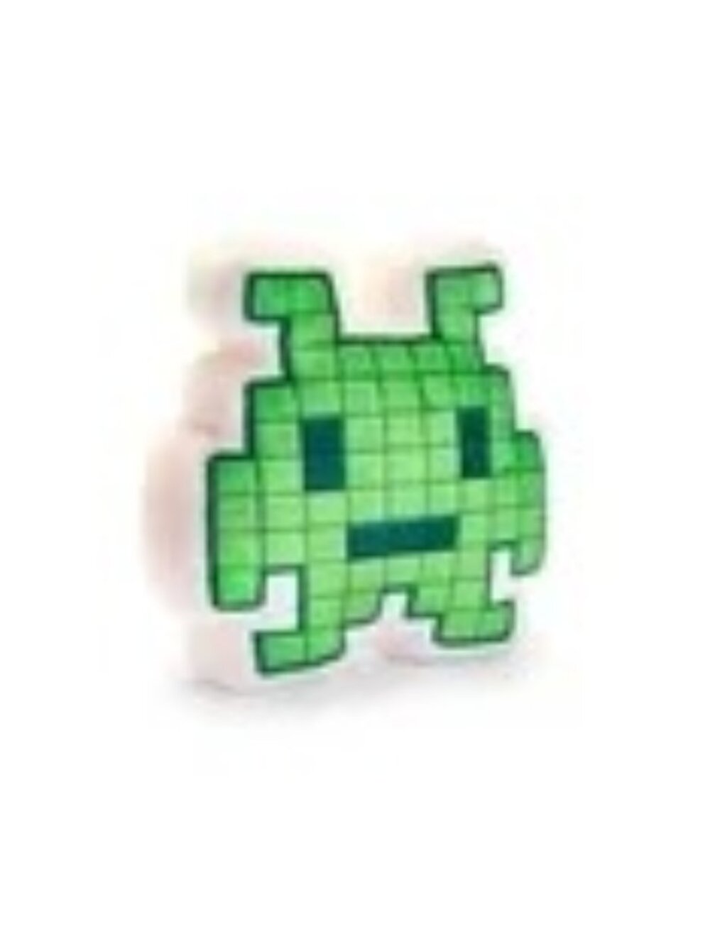 FAO Schwarz Pixel Alien Plush Decorative Pillow Green White Arcade Style 11"x11"